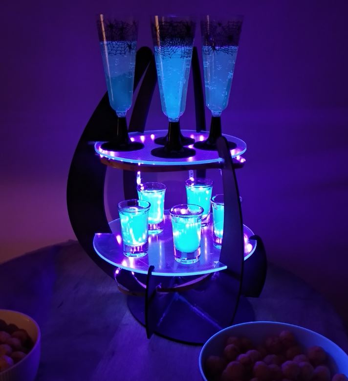 bandeja halloween bebida LED ultravioleta